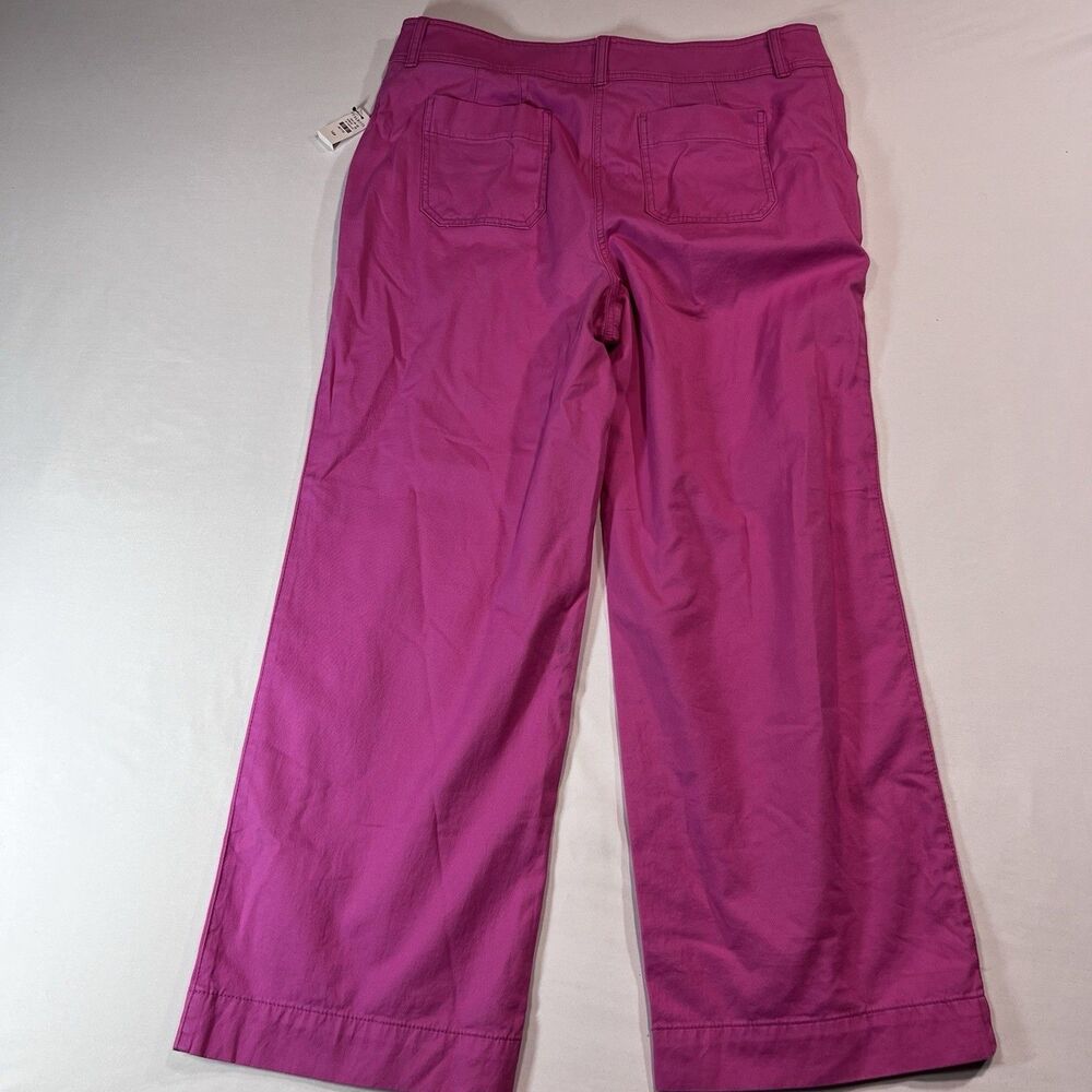 NWT Talbots Wide Leg Pants 14P Pink Twill High Rise Comfort Stretch Trouser - Picture 10 of 11